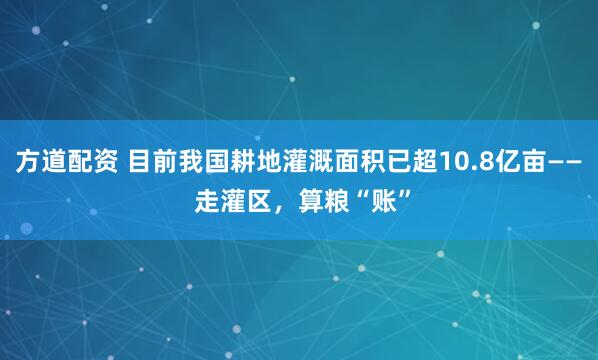 方道配资 目前我国耕地灌溉面积已超10.8亿亩—— 走灌区，算粮“账”