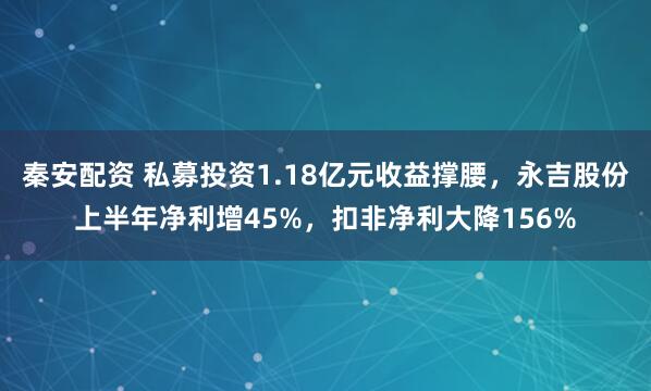 秦安配资 私募投资1.18亿元收益撑腰，永吉股份上半年净利增45%，扣非净利大降156%
